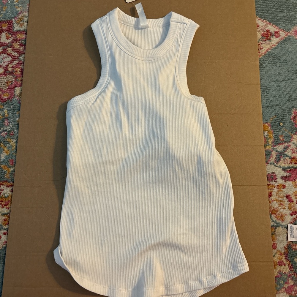 White Ribbed Sleeveless Top